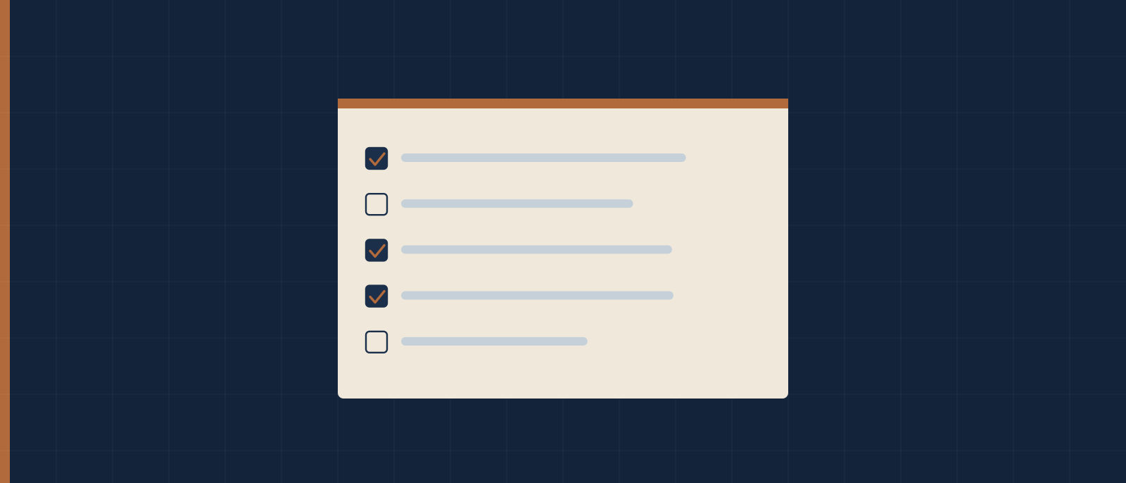 Diagrama en azul marino y cobre que ordena los pasos para evaluar una empresa de humedades, del diagnóstico a la propuesta de tratamiento